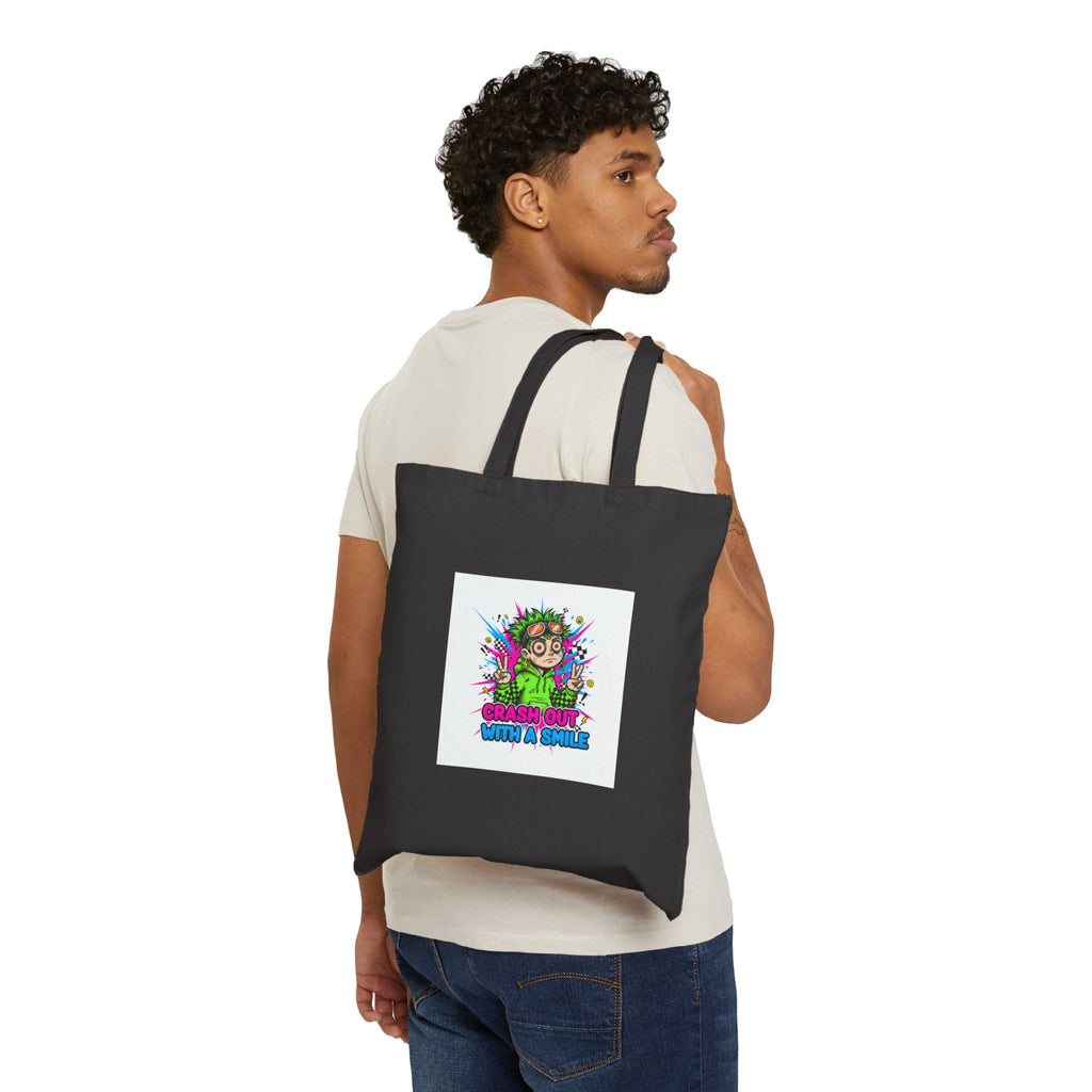 Crash Out Warning Tote | neon graffiti meltdown, skate streetwear