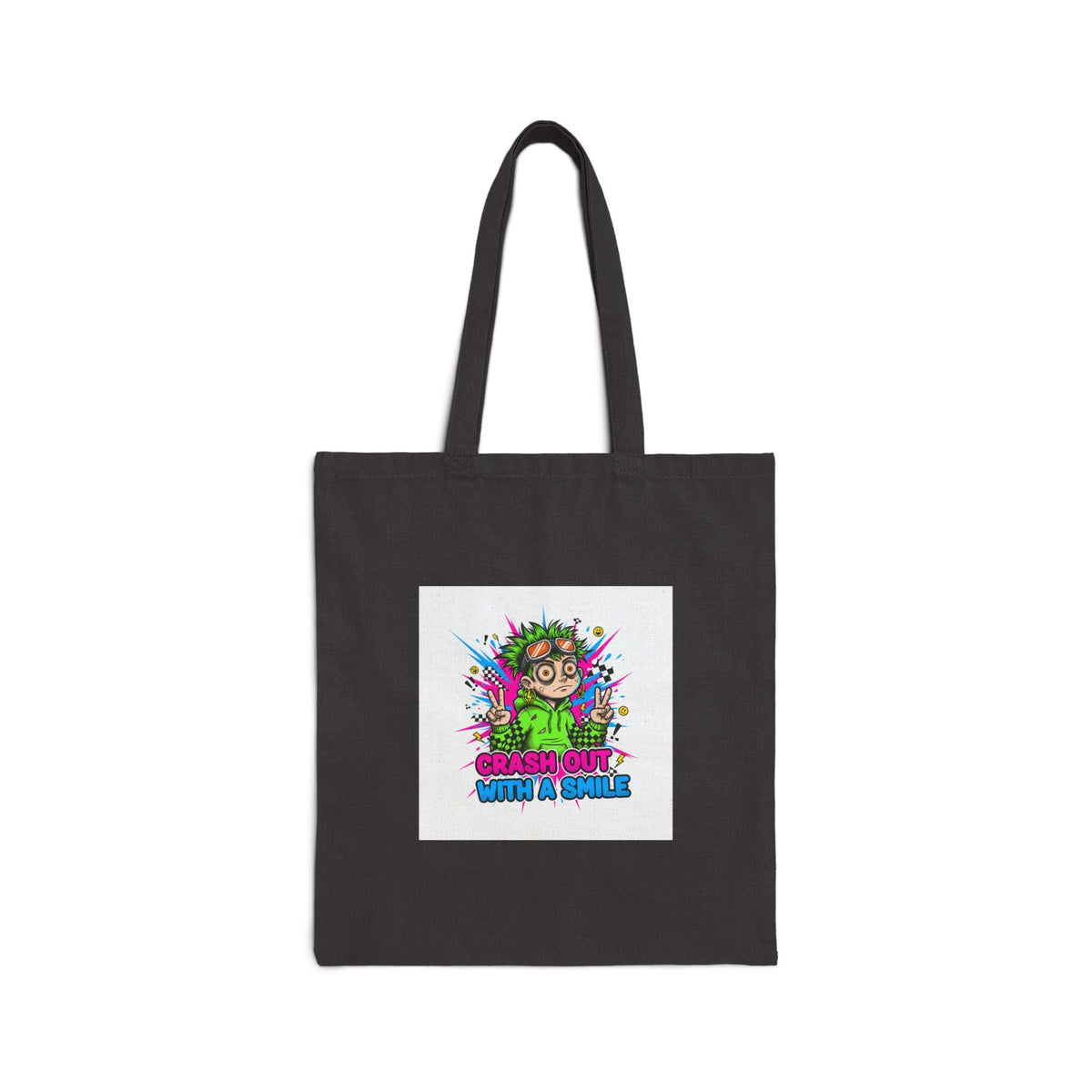 Crash Out Warning Tote | neon graffiti meltdown, skate streetwear