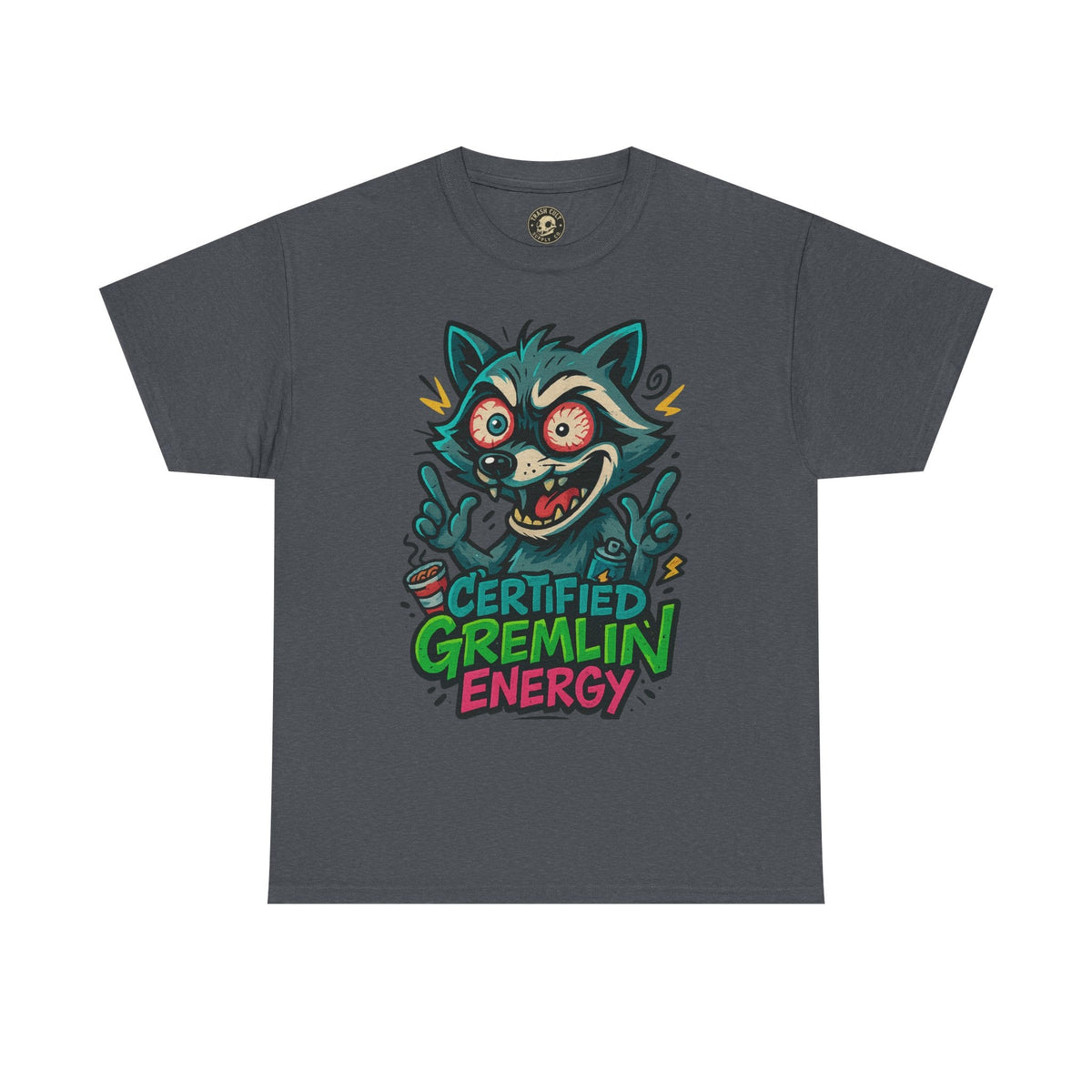 Certified Gremlin Energy Tee – ADHD Raccoon Shirt, Funny Unisex T-Shirt, Graffiti Style Gift for Goblins & Night Owls