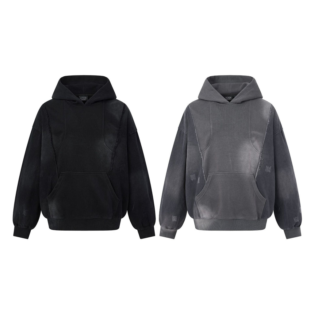 Street-style Outfit Featuring A Deconstructed Washed-and-distressed Vintage-textured Hoodie
