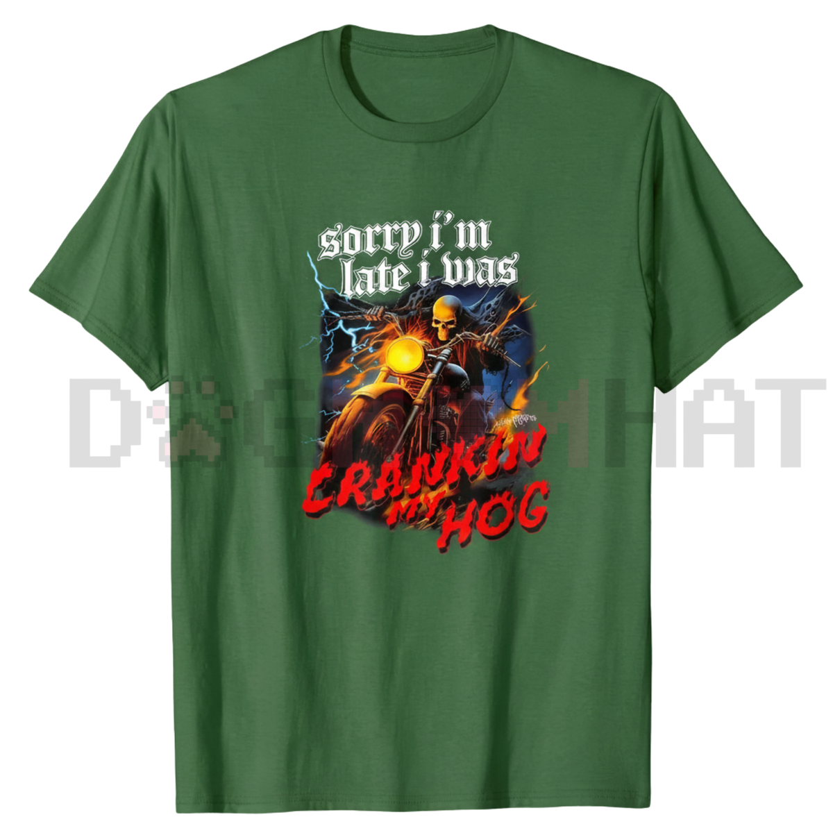 "Crankin My Hog" Horror Skeleton T-Shirt