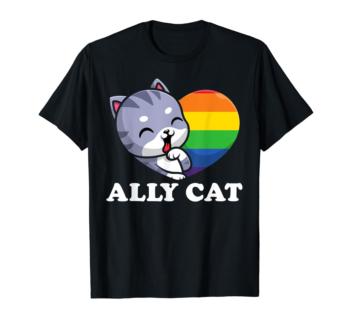 Ally Cat Lgbtq Purride Lgbt Gay Pride T-Shirt - Graphic Print Men Women