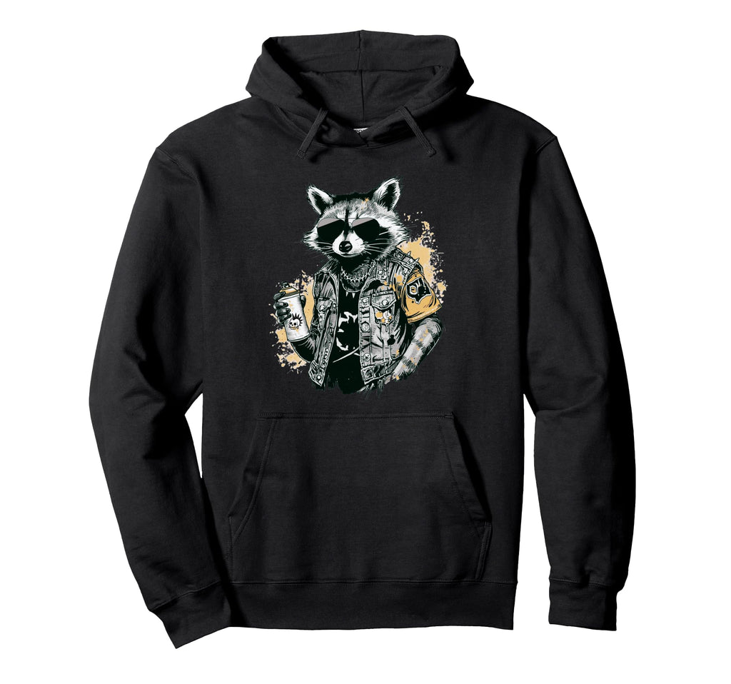 Grunge Rock Trash Panda Punk Raccoon Hoodie - Fun Novelty Design Unisex