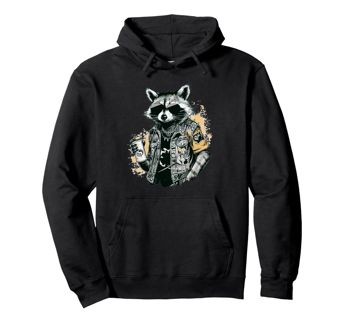 Grunge Rock Trash Panda Punk Raccoon Hoodie - Fun Novelty Design Unisex