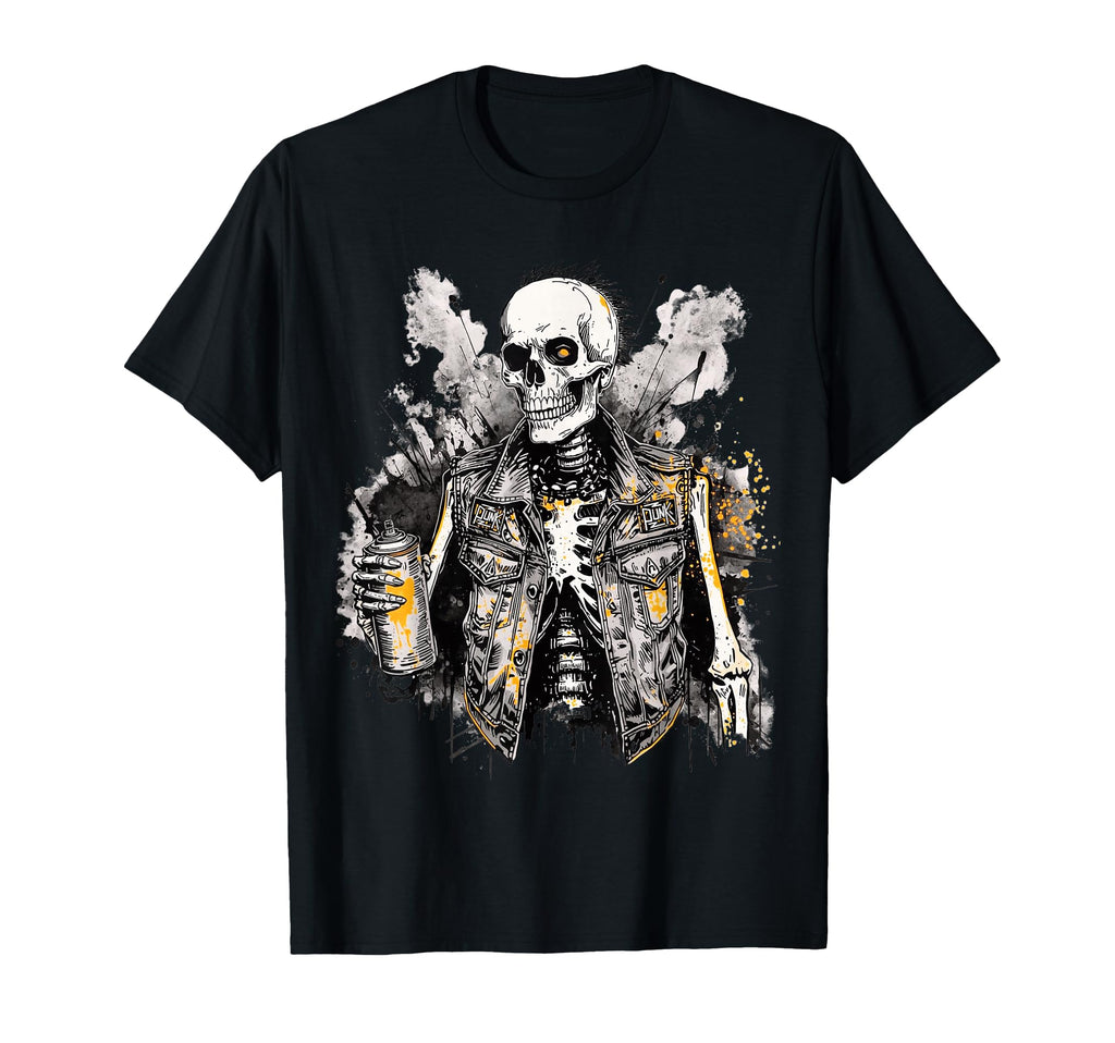 Grunge Rock Skeleton Graffiti Artist Punk T-Shirt - Trendy Graphic Unisex