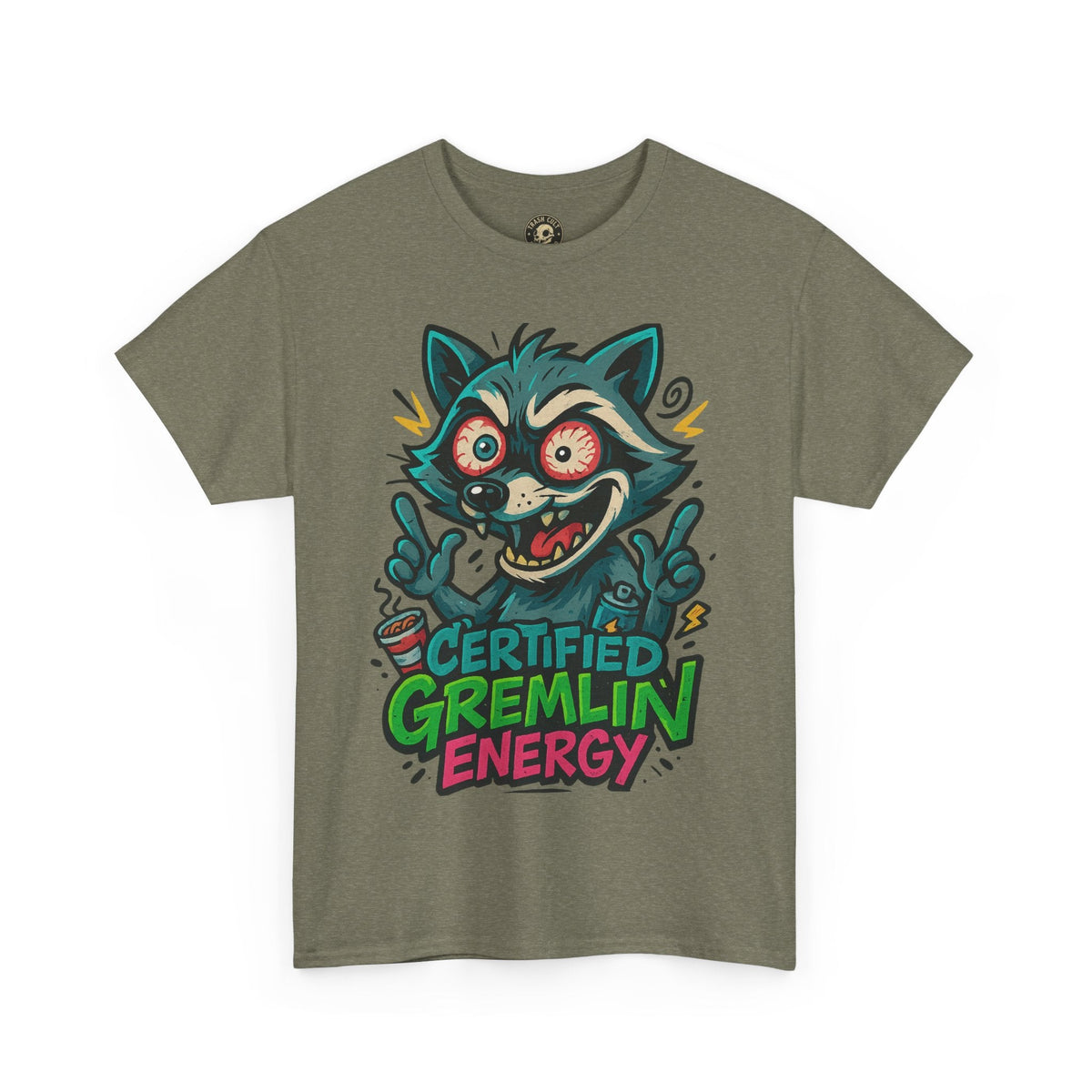 Certified Gremlin Energy Tee – ADHD Raccoon Shirt, Funny Unisex T-Shirt, Graffiti Style Gift for Goblins & Night Owls
