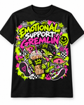 Emotional Support Gremlin – Neon Graffiti Unisex Tee on black T-shirt design mockup