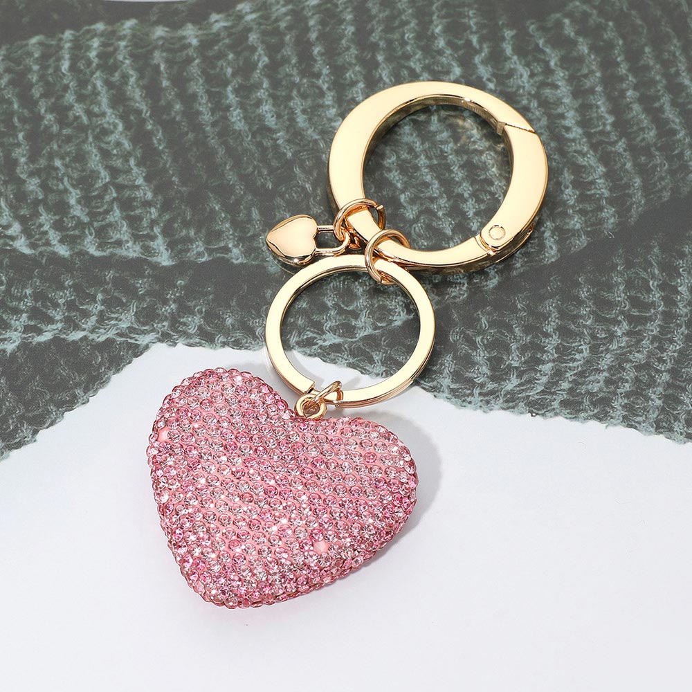 Rhinestone Pave Heart Keychain Bag Charm