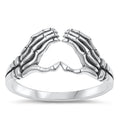 Skeleton Hands Heart Goth Ring – Sterling Silver