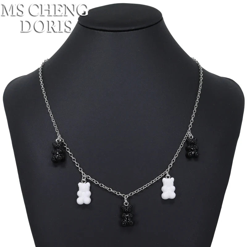 33 Styles Cute Resin Gummy Bear Chain Necklaces | Candy Color Pendant Jewelry for Women