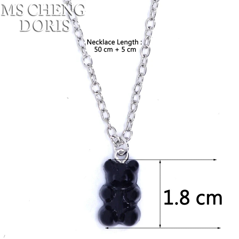 33 Styles Cute Resin Gummy Bear Chain Necklaces | Candy Color Pendant Jewelry for Women