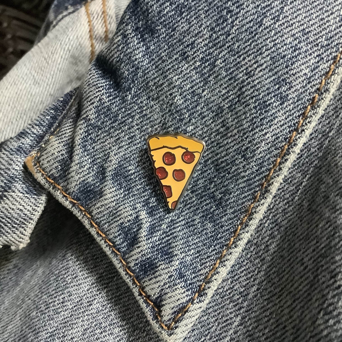 Pizza Enamel Pin - Hard Enamel Design Food Themed Accessory With Secure Pin Back